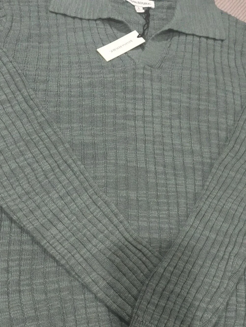 Banana Republic Linen-Cotton Slub Johnny Collar Sweater Polo